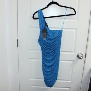 NWT Lioness electric blue one shoulder ruched dress size 6